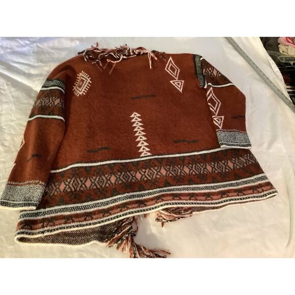 NEW DOE & RAE SOFT WARM AZTEC SWEATER CARDIGAN - OPEN FIT & stretchy‎ Sz- L - Picture 6 of 7